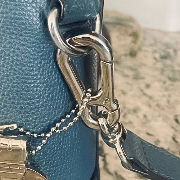 HENRI BENDEL Blue Spruce Street Leather Crossbody Messenger Square Bag Medium - Picture 5 of 16